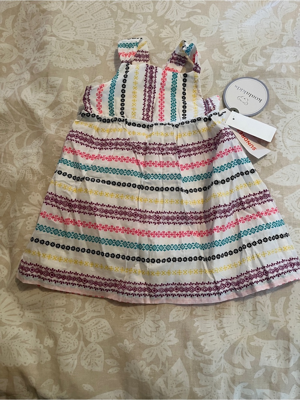 Koala Kids White Multicolor Striped Cotton Sundress